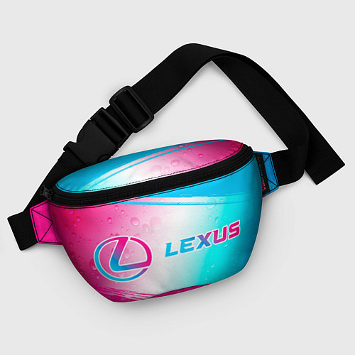 Поясная сумка Lexus neon gradient style: надпись и символ / 3D-принт – фото 4