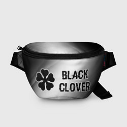 Поясная сумка Black Clover glitch на светлом фоне: надпись и сим
