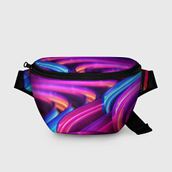 Поясная сумка Неоновые абстрактные волны, цвет: 3D-принт
