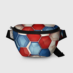 Поясная сумка Большие белые синие красные плиты, цвет: 3D-принт