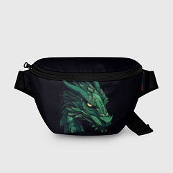 Поясная сумка Голова зелёного дракона: арт нейросети