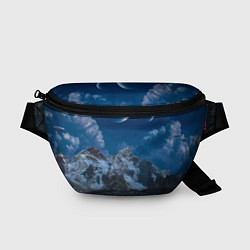 Поясная сумка Ночные горы в природе и небо с нло, цвет: 3D-принт