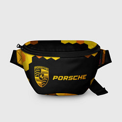 Поясная сумка Porsche - gold gradient: надпись и символ, цвет: 3D-принт