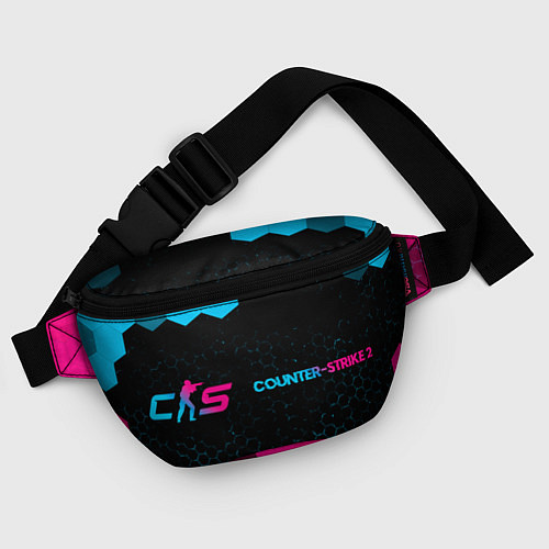 Поясная сумка Counter-Strike 2 - neon gradient: надпись и символ / 3D-принт – фото 4