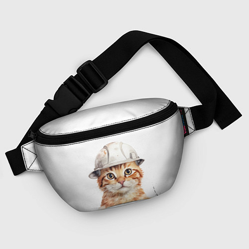 Поясная сумка Акварельный кот-строитель / 3D-принт – фото 4