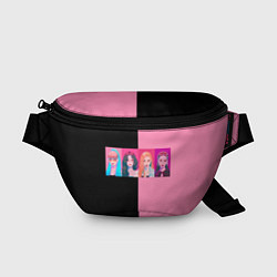 Поясная сумка Группа Black pink на черно-розовом фоне