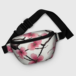 Поясная сумка Цветы и ветви японской сакуры - текстура холста, цвет: 3D-принт — фото 2