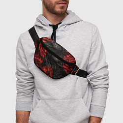 Поясная сумка Black red texture, цвет: 3D-принт — фото 2