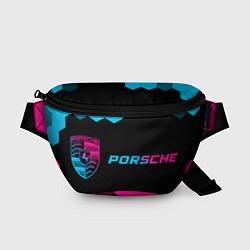 Поясная сумка Porsche - neon gradient: надпись и символ