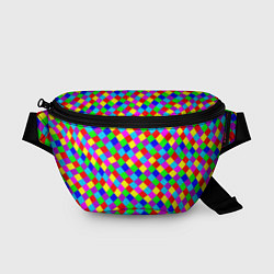 Поясная сумка Разноцветные искривленные маленькие квадраты, цвет: 3D-принт