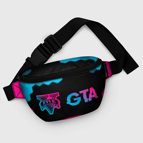 Поясная сумка GTA - neon gradient: надпись и символ / 3D-принт – фото 4