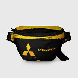 Поясная сумка Mitsubishi - gold gradient: надпись и символ