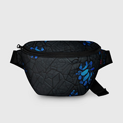 Поясная сумка Черные плиты с синими вставками, цвет: 3D-принт