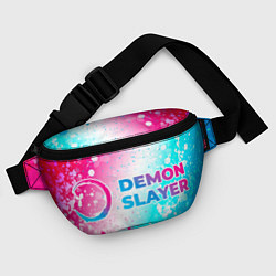 Поясная сумка Demon Slayer neon gradient style: надпись и символ, цвет: 3D-принт — фото 2