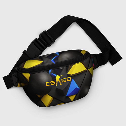 Поясная сумка CSGO blue yellow abstract / 3D-принт – фото 4