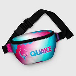 Поясная сумка Quake neon gradient style: надпись и символ, цвет: 3D-принт — фото 2