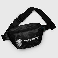 Поясная сумка Cyberpunk 2077 glitch на темном фоне: надпись и си, цвет: 3D-принт — фото 2