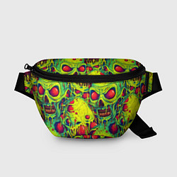 Поясная сумка Зеленые психоделические черепа, цвет: 3D-принт