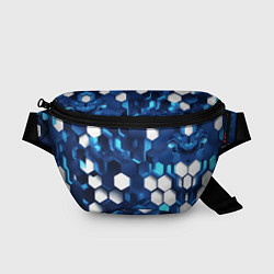 Поясная сумка Cyber hexagon Blue, цвет: 3D-принт