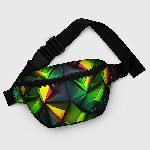 Поясная сумка Зеленые абстрактные треугольники / 3D-принт – фото 4