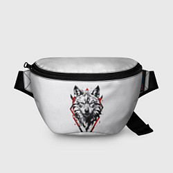 Поясная сумка Волк в геометрическом стиле с красными глазами, цвет: 3D-принт