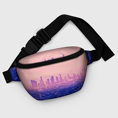 Поясная сумка Город в розовом и фиолетовом цветах / 3D-принт – фото 4