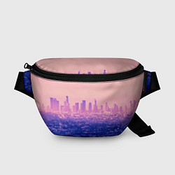 Поясная сумка Город в розовом и фиолетовом цветах