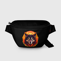 Поясная сумка Волк на черном фоне, цвет: 3D-принт