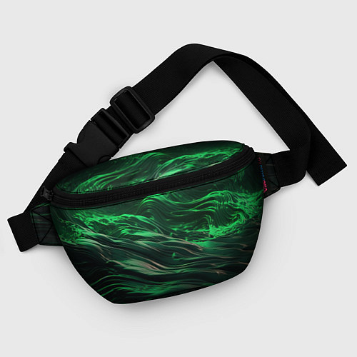 Поясная сумка Зеленые абстрактные волны / 3D-принт – фото 4