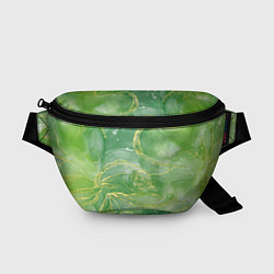 Поясная сумка Абстрактный зеленый мрамор с золотым, цвет: 3D-принт