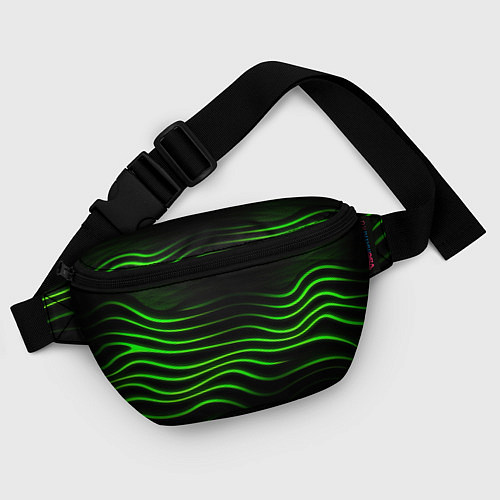 Поясная сумка Зеленые абстрактные волны / 3D-принт – фото 4