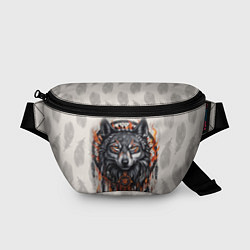 Поясная сумка Волк и ловец снов с перьями, цвет: 3D-принт