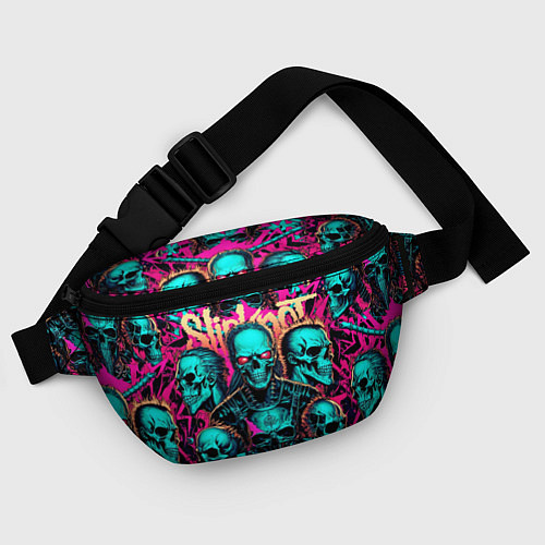 Поясная сумка Slipknot на фоне рок черепов / 3D-принт – фото 4