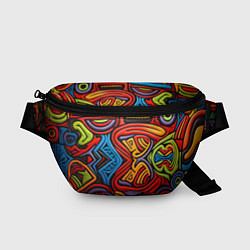 Поясная сумка Разноцветный узор в стиле абстракционизм, цвет: 3D-принт