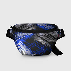 Поясная сумка Киберпанк линии белые и синие, цвет: 3D-принт