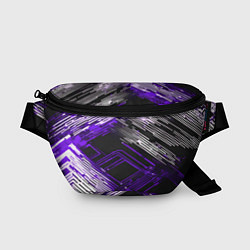 Поясная сумка Киберпанк линии белые и фиолетовые, цвет: 3D-принт