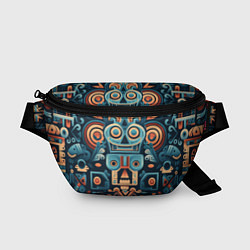 Поясная сумка Симметричный абстрактный паттерн в ацтекском стиле, цвет: 3D-принт