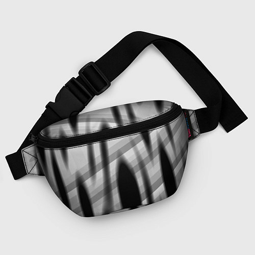 Поясная сумка Черные размытые овалы и полосы / 3D-принт – фото 4