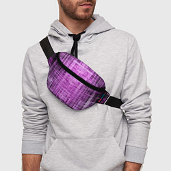 Поясная сумка Фиолетовые неоновые полосы киберпанк, цвет: 3D-принт — фото 2