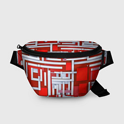Поясная сумка Полосы на красном фоне, цвет: 3D-принт