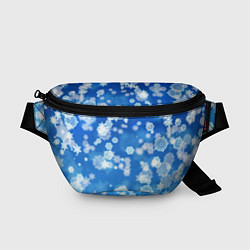 Поясная сумка Декоративные снежинки на синем, цвет: 3D-принт