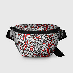 Поясная сумка Красный кружевной узор, цвет: 3D-принт