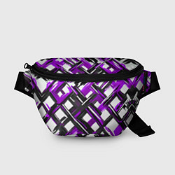 Поясная сумка Фиолетовые и чёрные мазки, цвет: 3D-принт