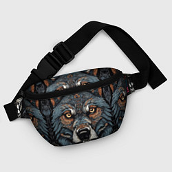 Поясная сумка Дикий волк с узорами, цвет: 3D-принт — фото 2