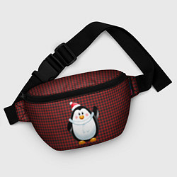 Поясная сумка Пингвин в новогодней шапочке, цвет: 3D-принт — фото 2