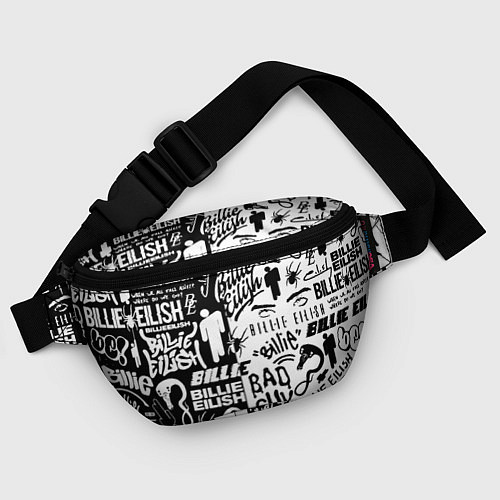 Поясная сумка Billie Eilish чернобелые битва лого / 3D-принт – фото 4