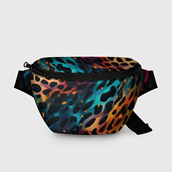 Поясная сумка Разноцветный леопардовый паттерн, цвет: 3D-принт