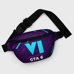 Поясная сумка Символ GTA 6 в неоновых цветах на темном фоне, цвет: 3D-принт — фото 2