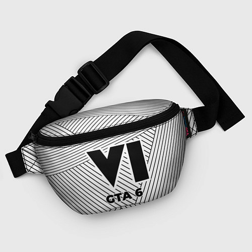Поясная сумка Символ GTA 6 на светлом фоне с полосами / 3D-принт – фото 4