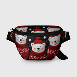 Поясная сумка Новогодние медведи, цвет: 3D-принт